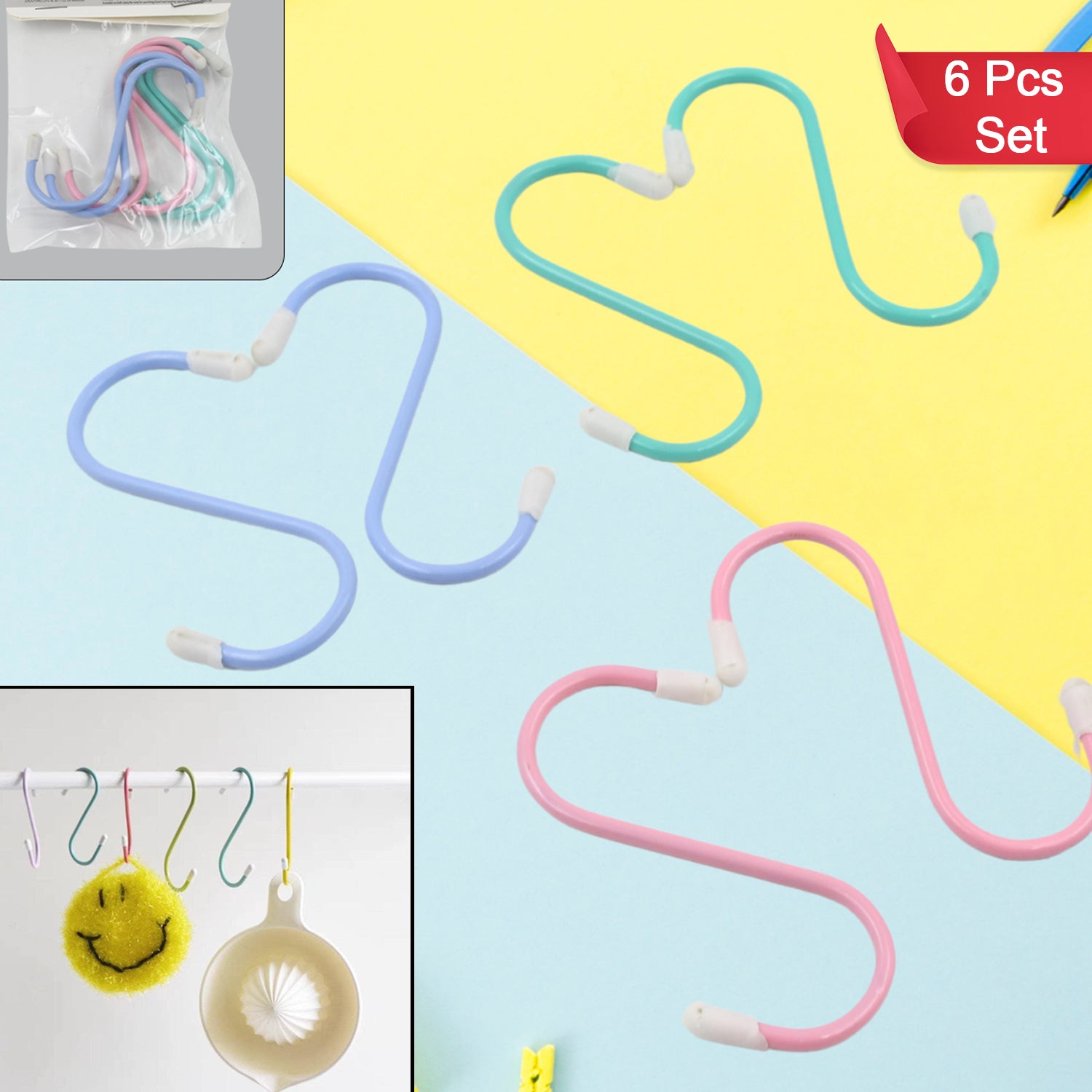 17873 S Shape Metal Hooks for Hanging, Heavy Duty S Shaped Hooks for Hanging Clothes, Metal Hooks for Kitchen, Wardrobe, Work Shop, Bathroom, Garden, Office (6 Pcs Set) 17873 S Shape Metal Hooks for Hanging, Heavy Duty S Shaped Hooks for Hanging Clothes, Metal Hooks for Kitchen, Wardrobe, Work Shop, Bathroom, Garden, Office (6 Pcs Set)